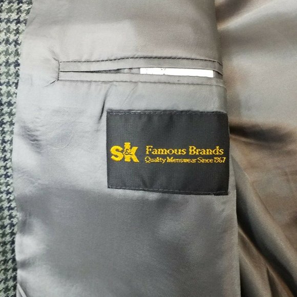 Vintage Chaps Ralph Lauren Mens Gray Hounds Tooth Check Pure Wool Blazer Men 42T - Picture 11 of 13